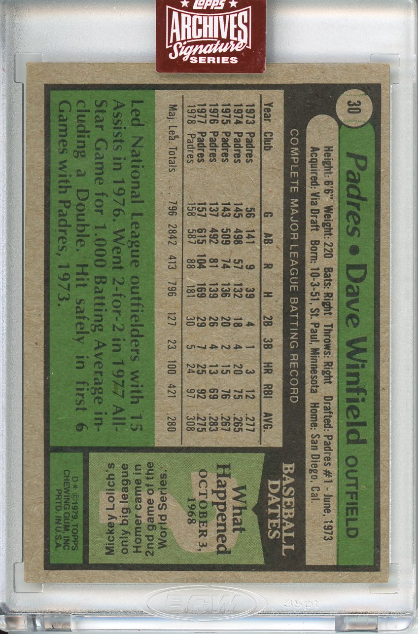2023 Topps Archives Signature Series Dave Winfield Auto 1/1