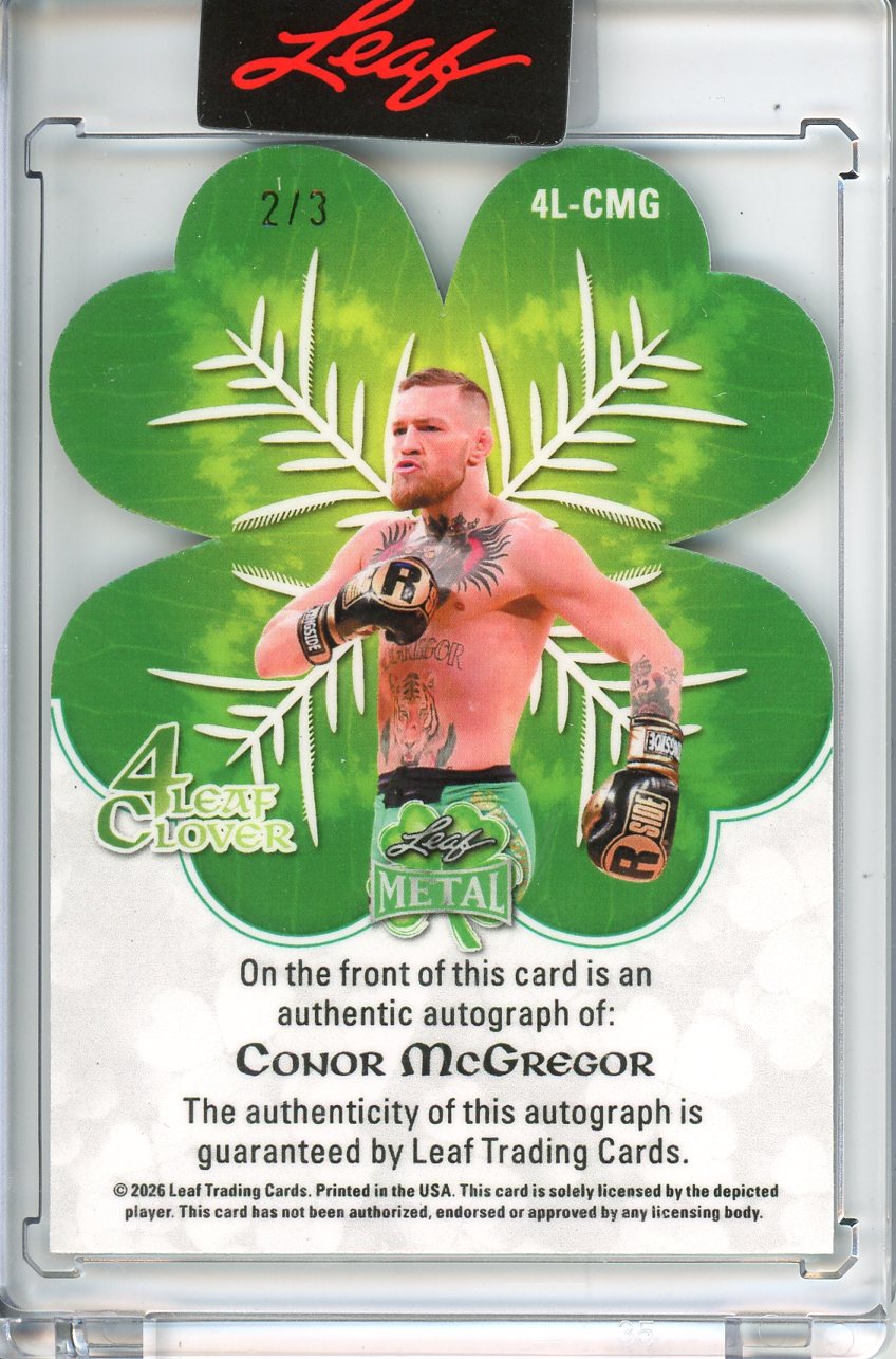 2026 Leaf Metal St. Patrick's Day Connor McGregor 4 Leaf Clover Auto /3