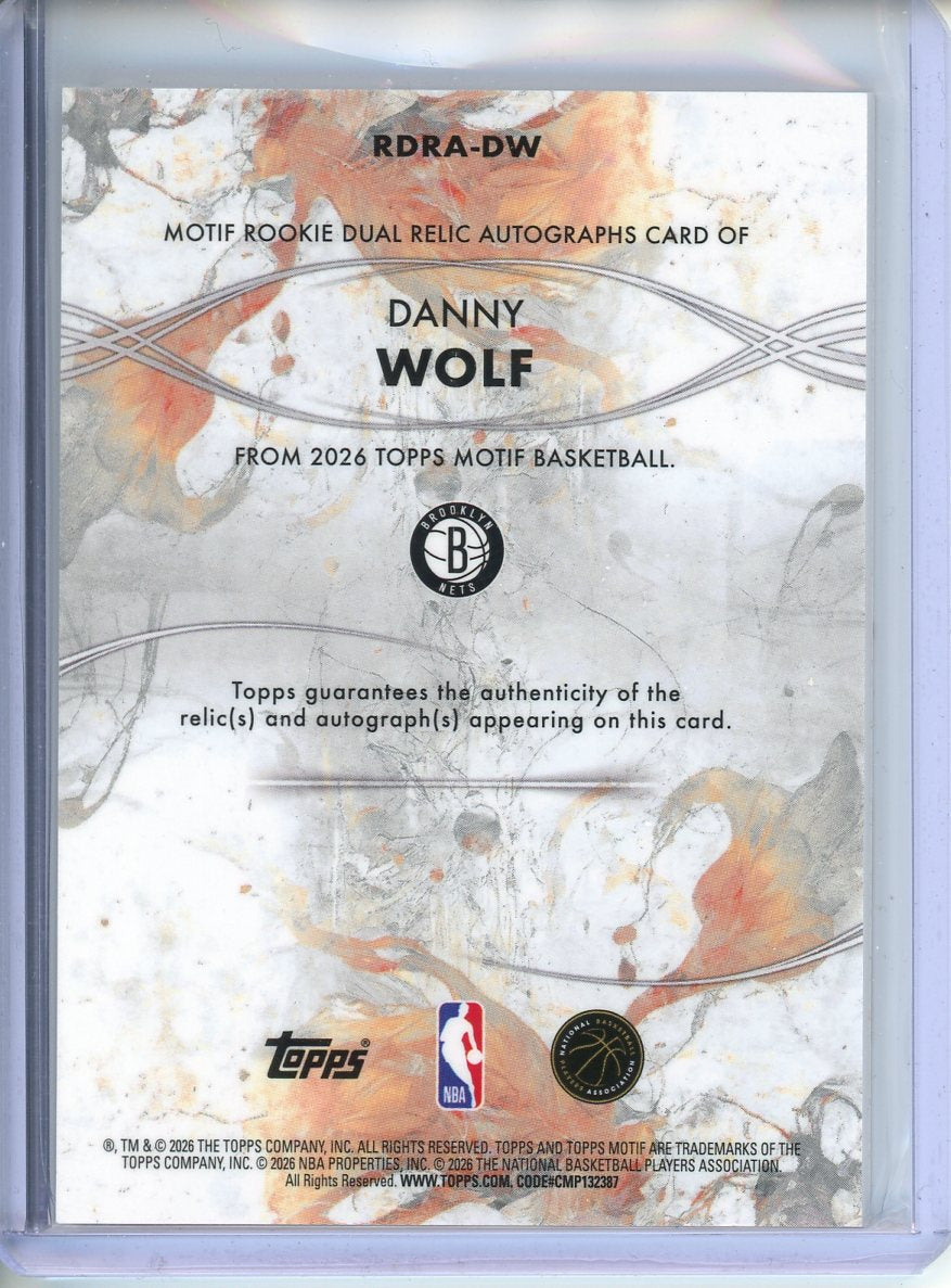 2026 Topps Motif Danny Wolf RPA 10/25 RDRA-DW RC