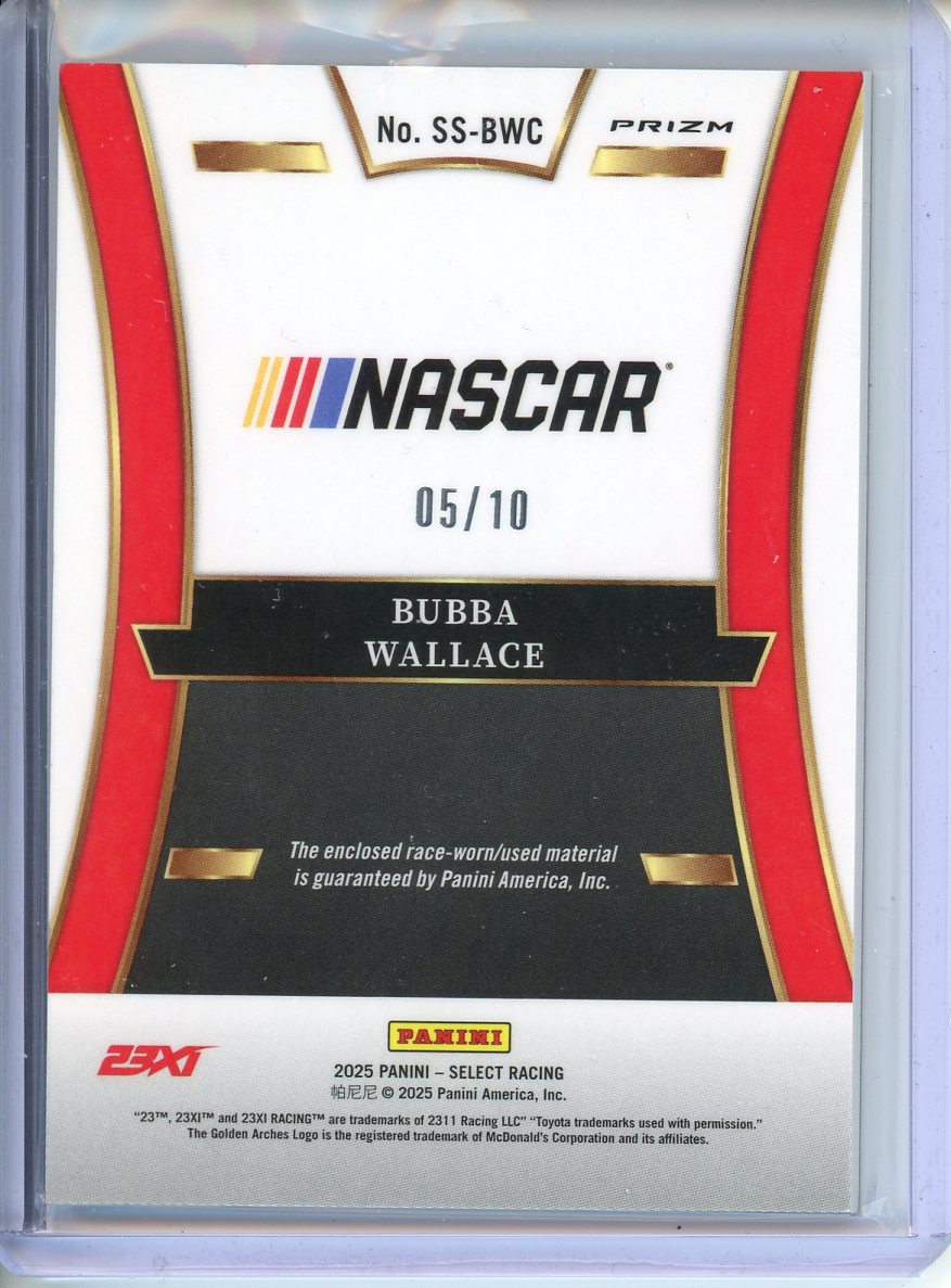 2025 Select Nascar Bubba Wallace Selective Swatches 05/10 SS-BWC Gold