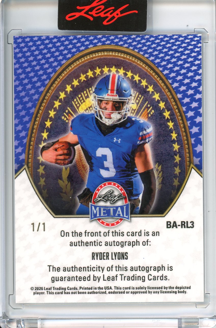 2026 Leaf Metal President's Day Ryder Lyons Blue Auto 1/1