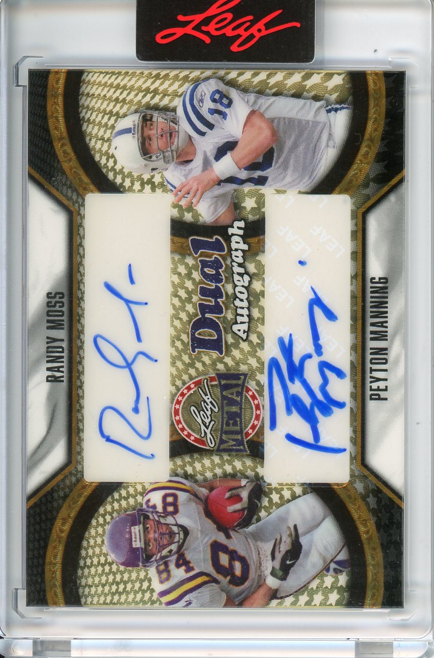 2026 Leaf Metal President's Day Randy Moss Peyton Manning Dual Superprismatic Auto 1/1
