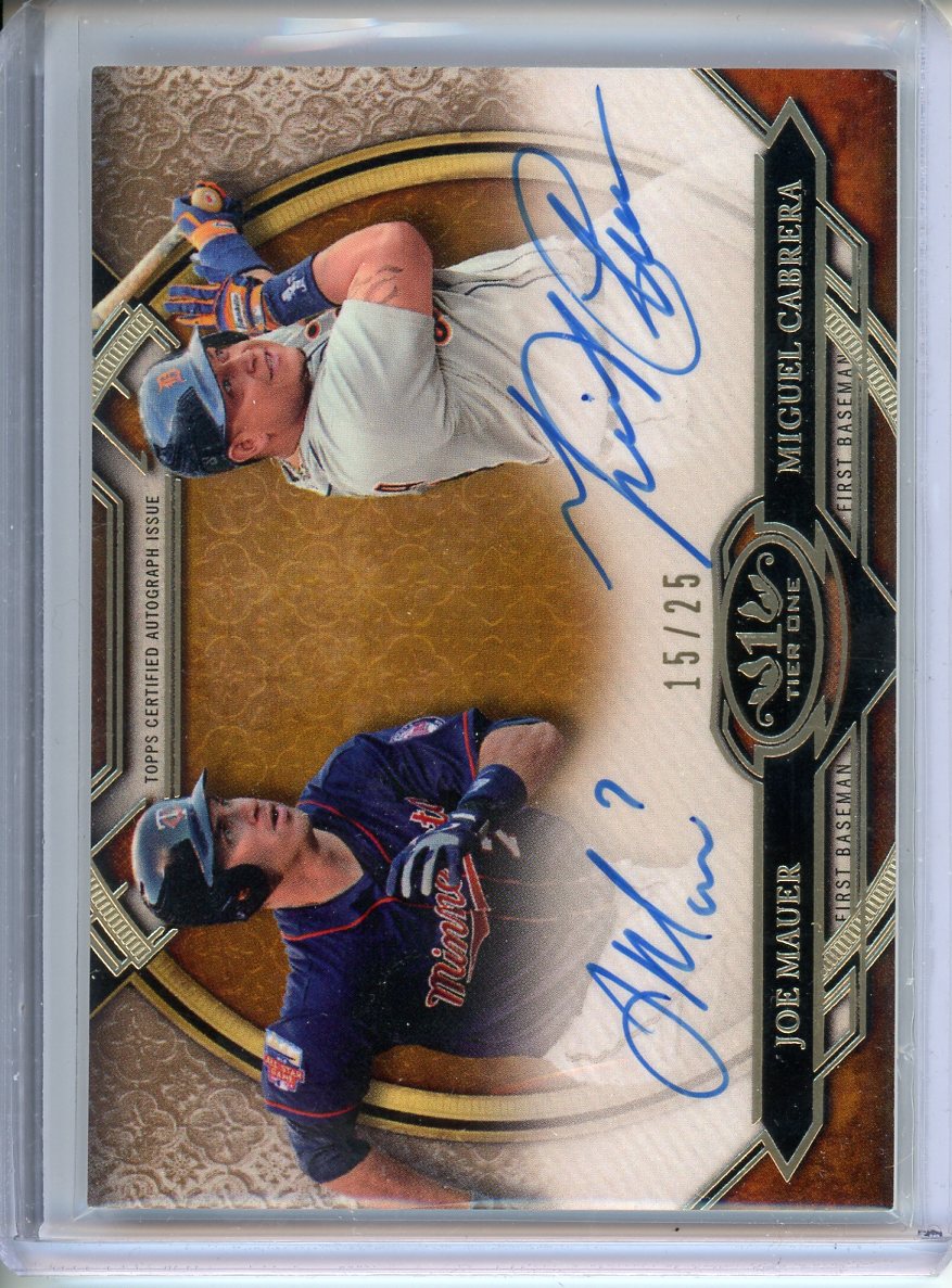 2015 Topps Tier One Baseball Joe Mauer/ Miguel Cabrera Dual Auto /25