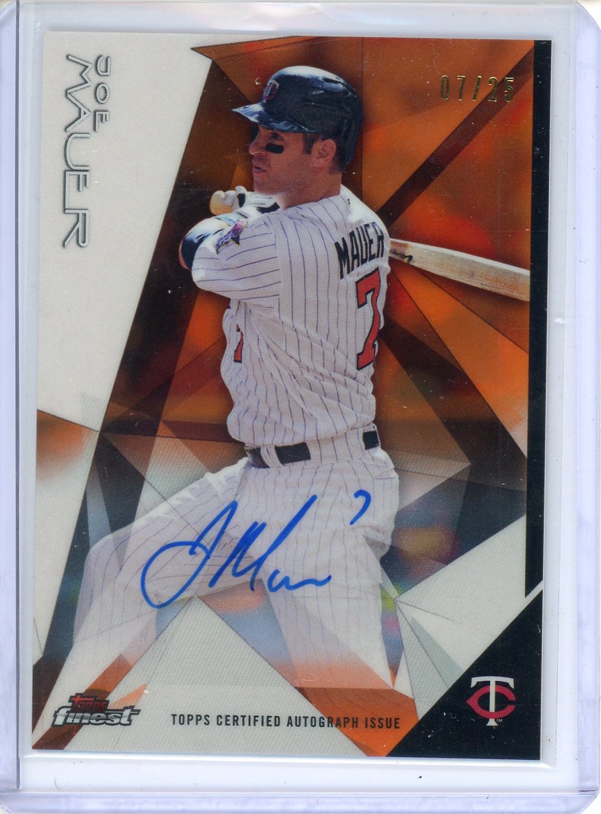 2015 Topps Finest Joe Mauer Autograph Orange #07/25 Twins