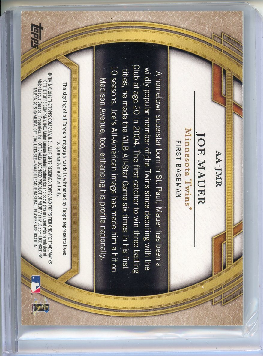 2015 Topps Tier One Joe Mauer Silver Ink Autograph #07/10 Twins
