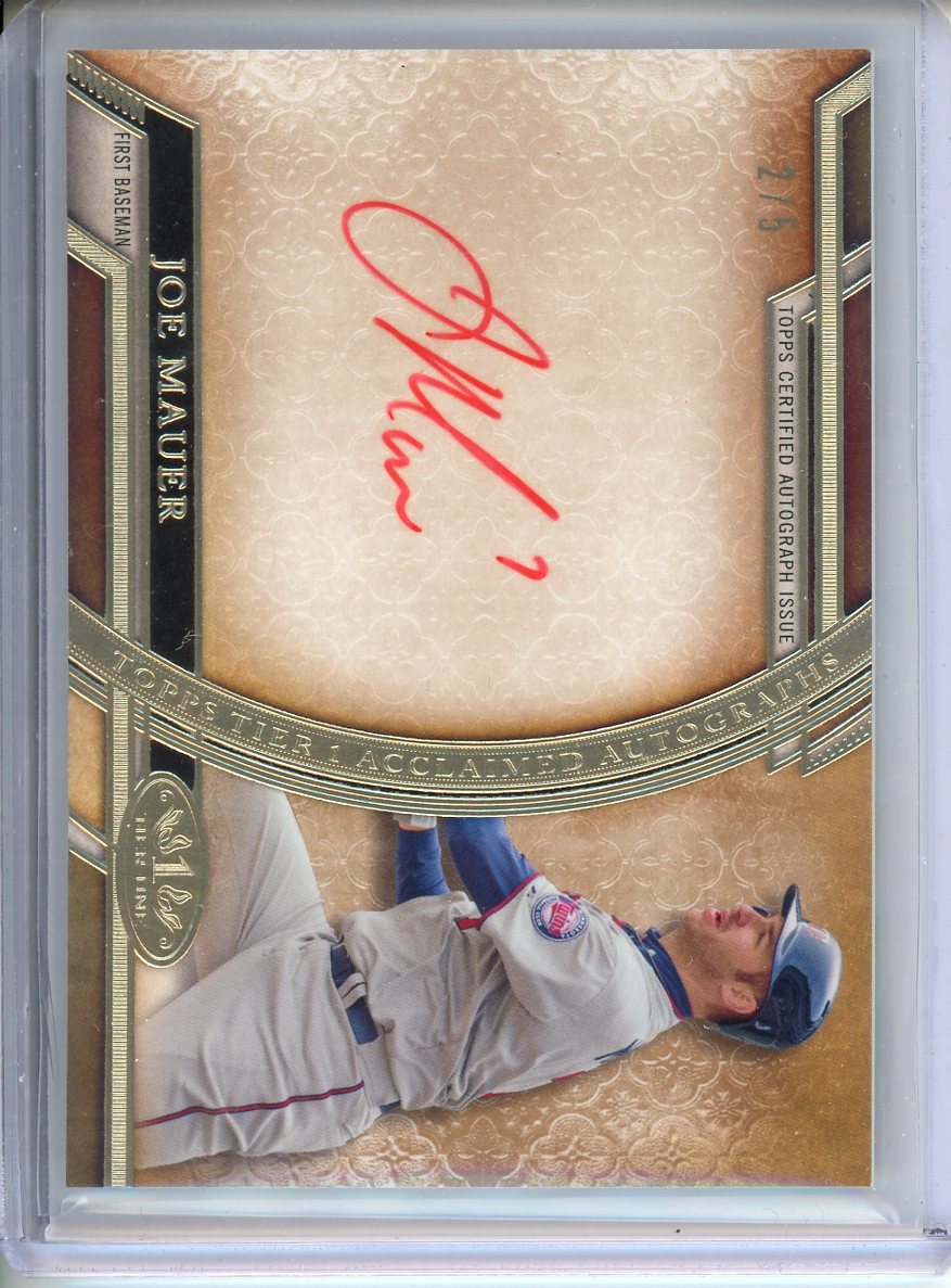 2015 Topps Tier One Joe Mauer Autograph Red #2/5 Twins