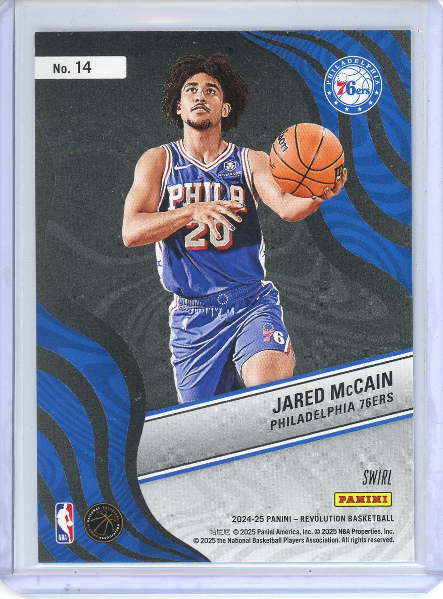 2024-25 Panini Revolution Jared McCain Blue Swirl /35 New Wave Rookie No. 14