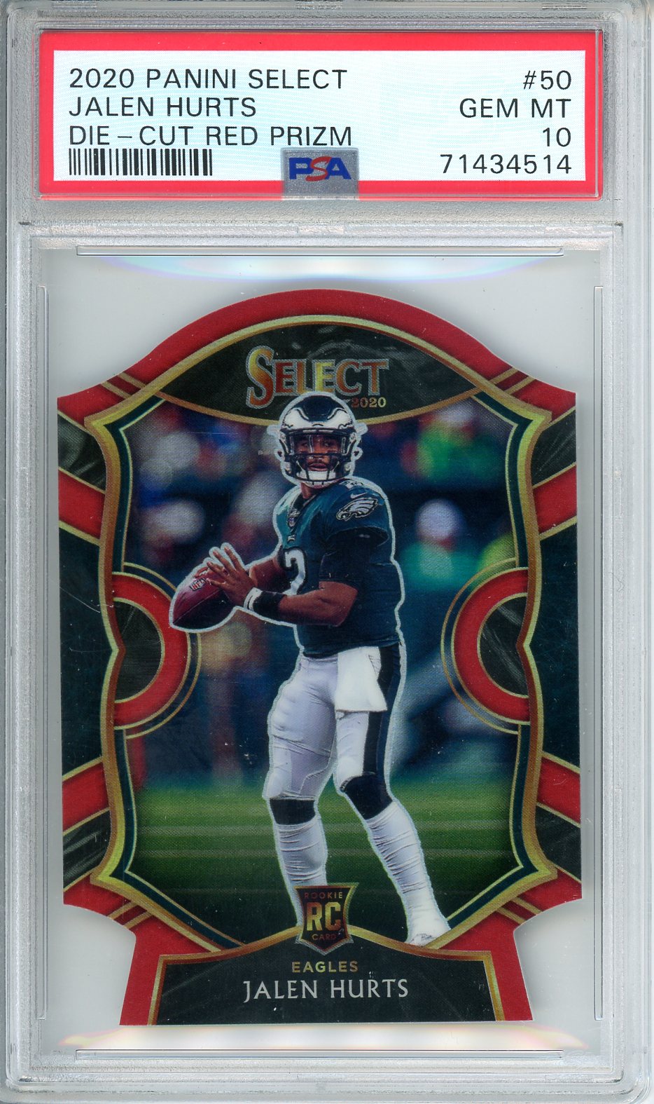 2020 Panini Select Football Jalen Hurts Die-Cut Red Prizm PSA 10