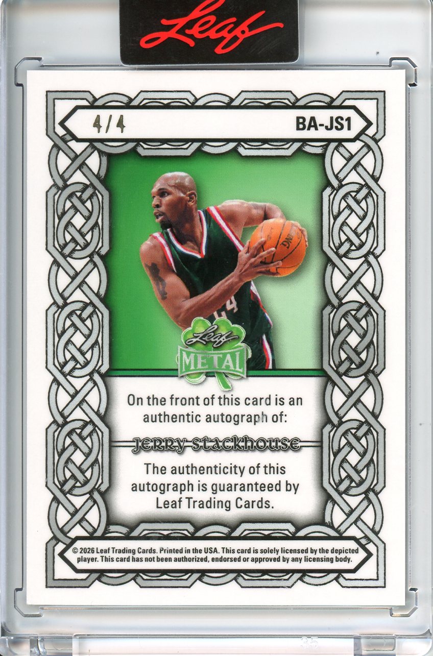 2026 Leaf Metal St. Patrick's Day Jerry Stackhouse Auto /4