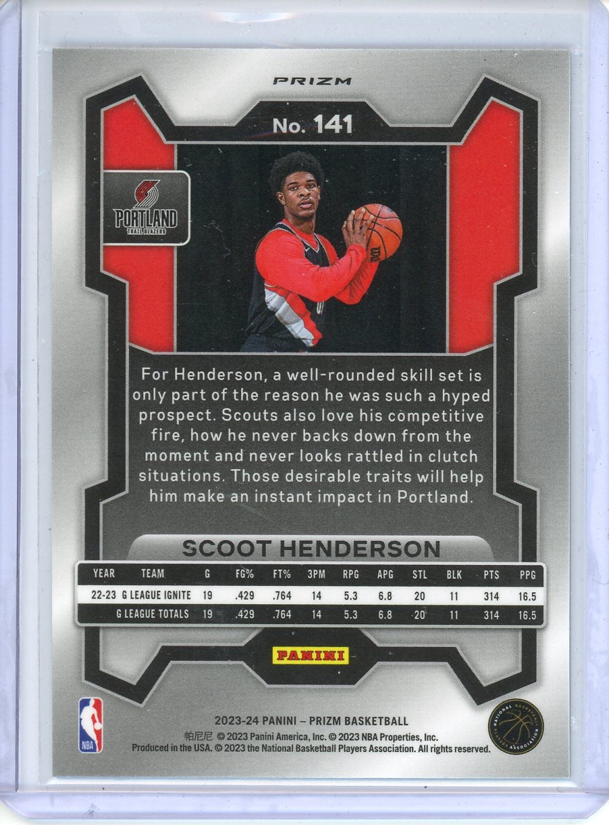 2023-24 Prizm Scoot Henderson Rookie Silver Prizm No. 141