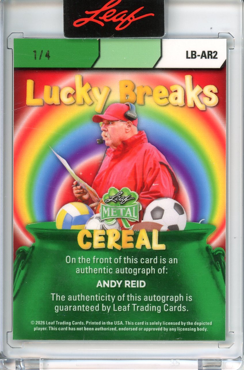2026 Leaf Metal St. Patrick's Day Lucky Breaks Andy Reid Auto /4