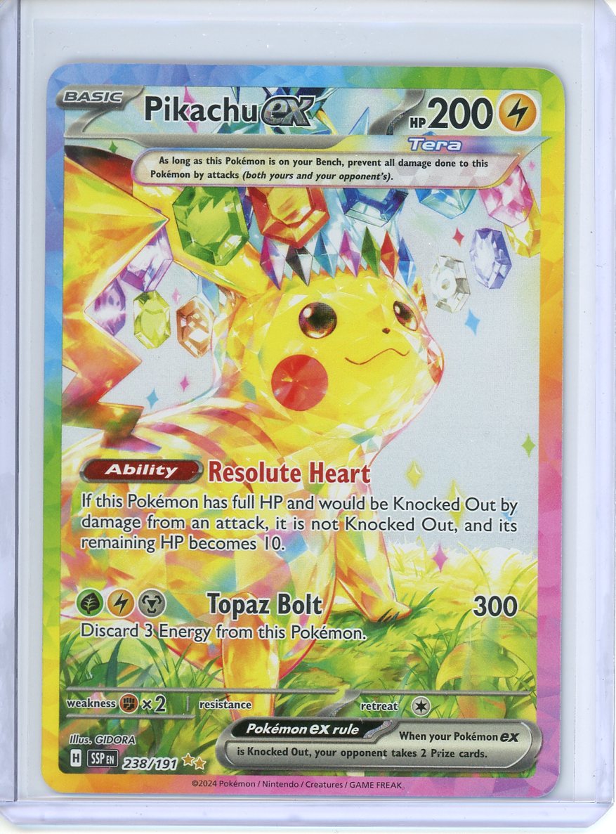 Pikachu ex Pokemon Card (Surging Sparks 238/191) SIR