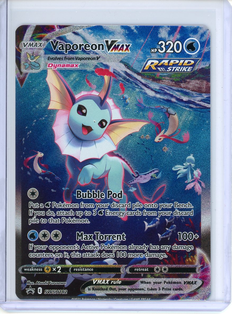 Vaporeon VMAX Pokemon Card (Black Star Promo SWSH182) Alternate Art