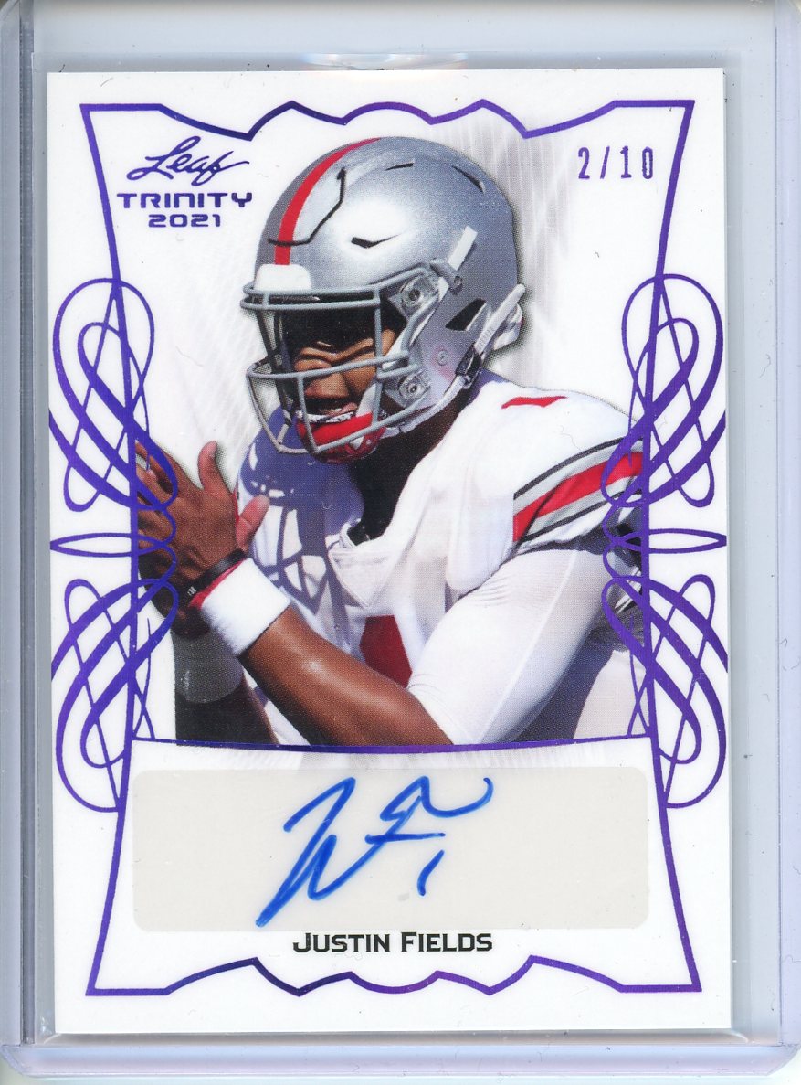 2021 Leaf Trinity Football Justin Fields Purple Auto /10