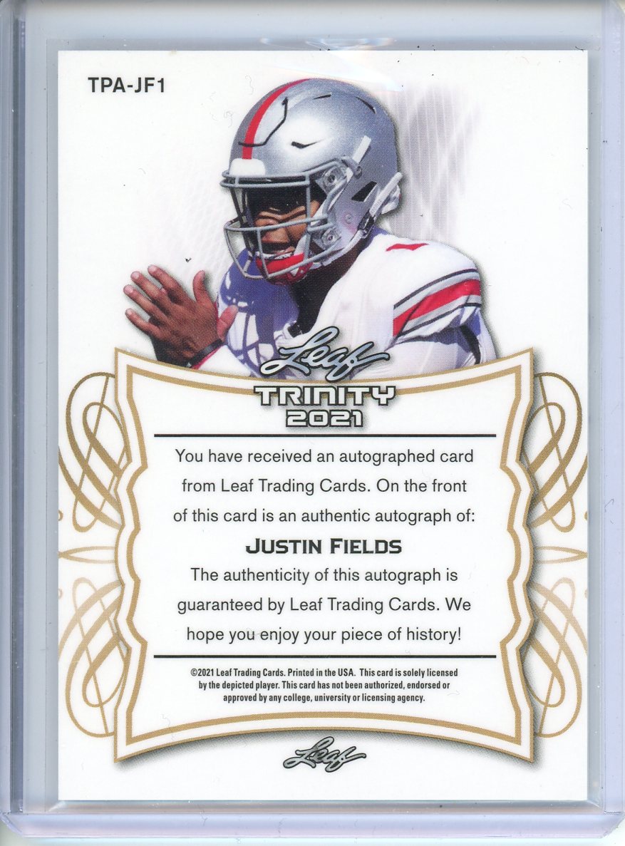 2021 Leaf Trinity Football Justin Fields Purple Auto /10
