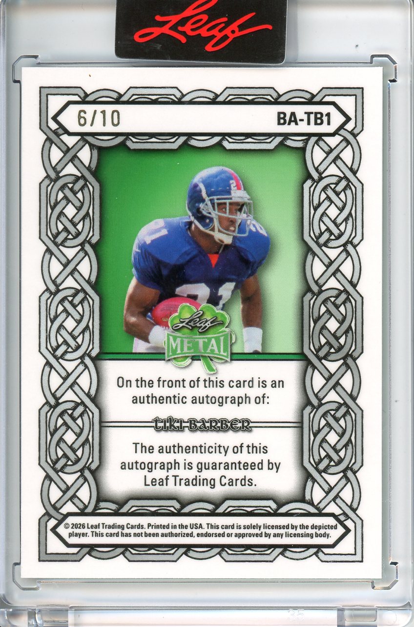 2026 Leaf Metal St. Patrick's Day Tiki Barber Auto /10