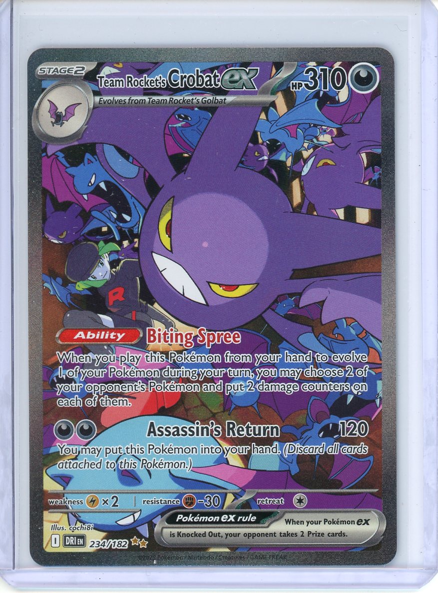 Team Rocket&#39;s Crobat ex Pokemon Card (Destined Rivals 234/182) SIR - LP