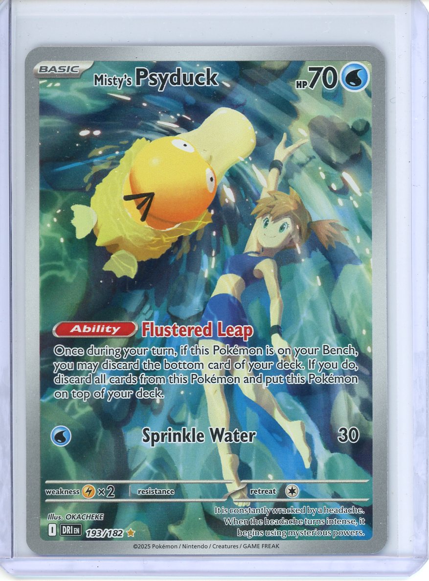 Misty&#39;s Psyduck Pokemon Card (Destined Rivals 193/182) Illustration Rare