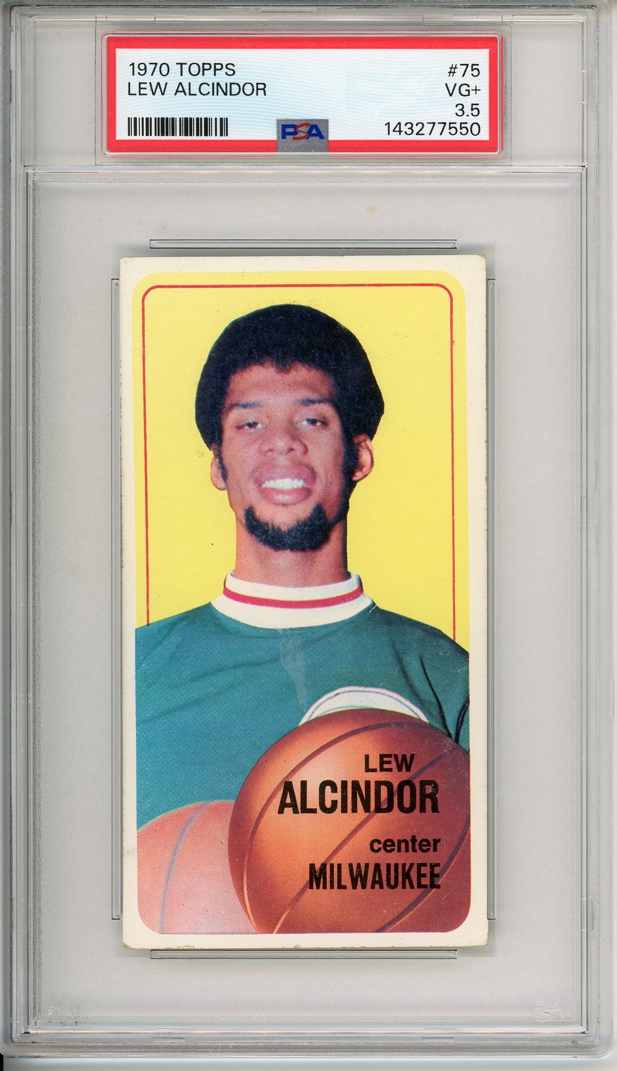 1970 Topps Jumbo Lew Alcindor #75 PSA 3.5 VG+