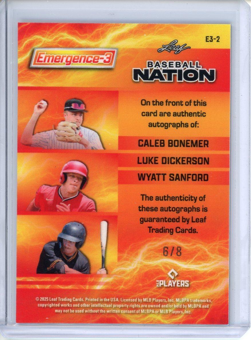 2025 Leaf Baseball Nation Bonemer/Dickerson/Sanford Emergence-3 Auto /8