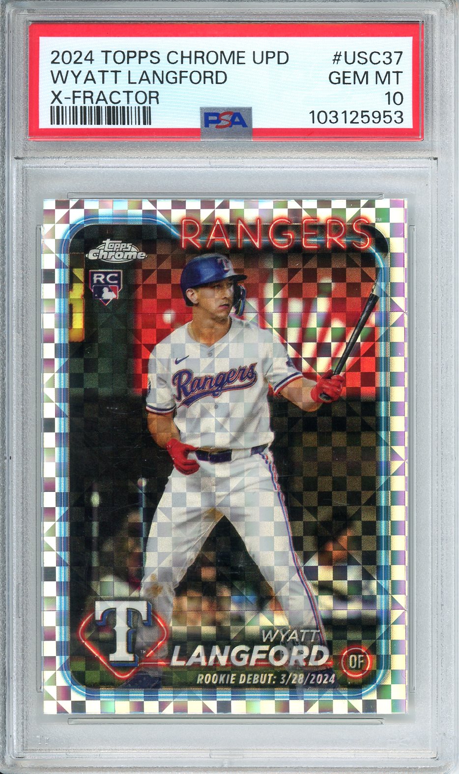 2024 Topps Chrome Update Wyatt Langford X-Fractor #USC37 PSA 10
