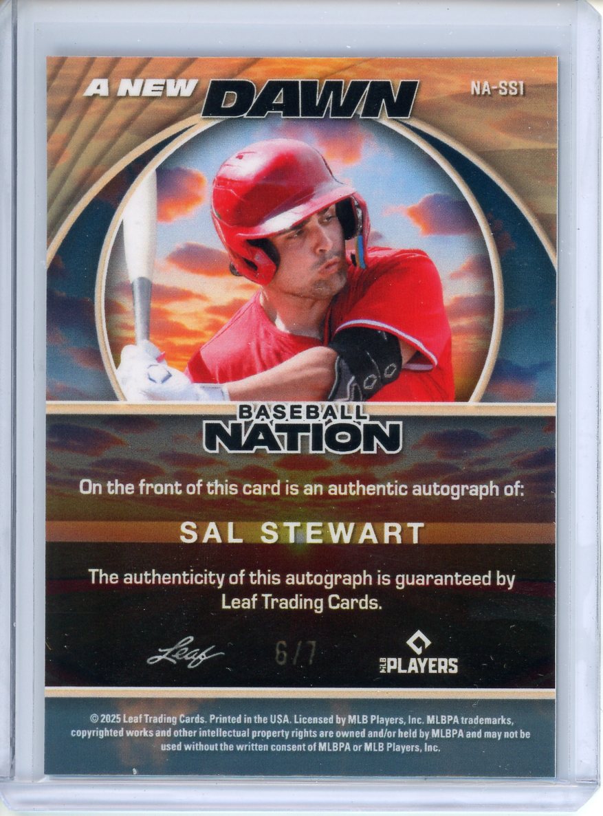 2025 Leaf Baseball Nation Sal Stewart A New Dawn Auto /7
