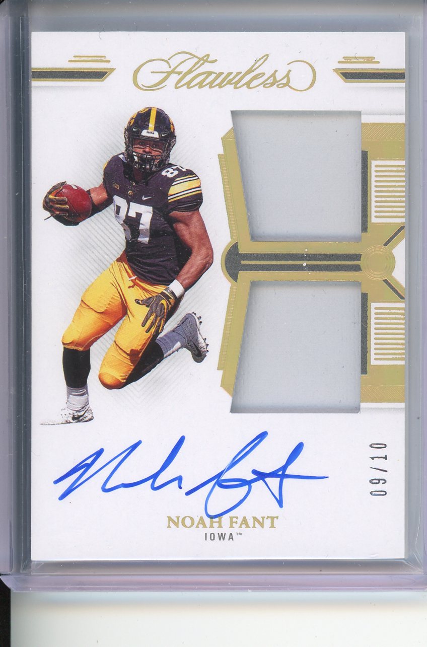 2022 Panini Flawless Noah Fant Patch Auto /10 Iowa Haweyes DPA-NFA