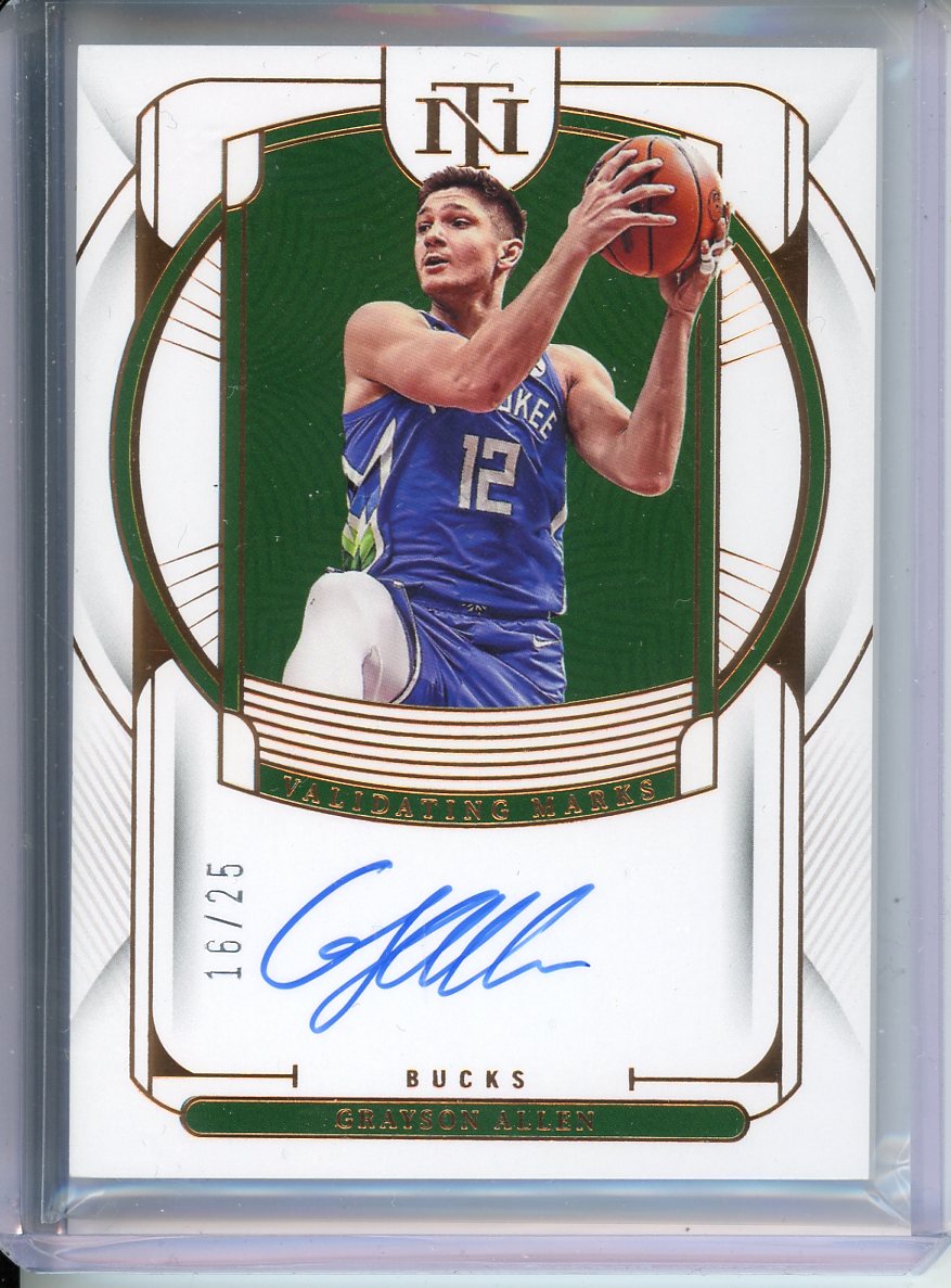 2022-23 National Treasures Grayson Allen Validating Marks Auto /25 VM-GYA BUCKS