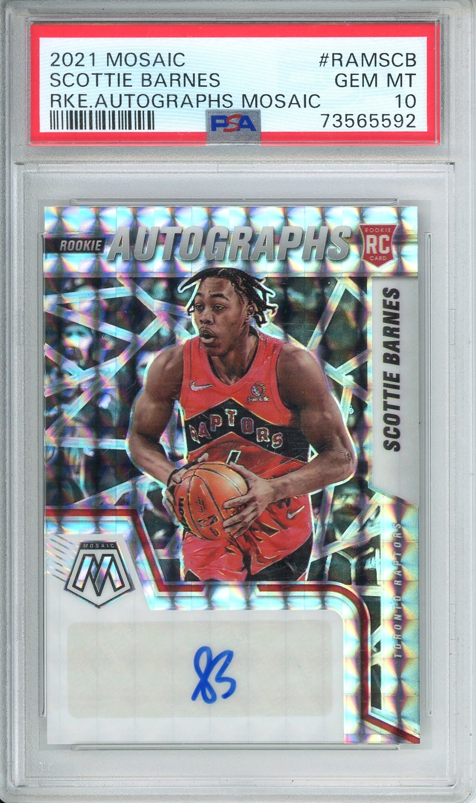 2021 Mosaic Scottie Barnes Rookie Autographs PSA 10 RAM-SCB GEM MT