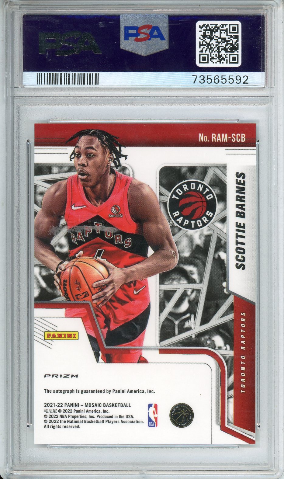 2021 Mosaic Scottie Barnes Rookie Autographs PSA 10 RAM-SCB GEM MT