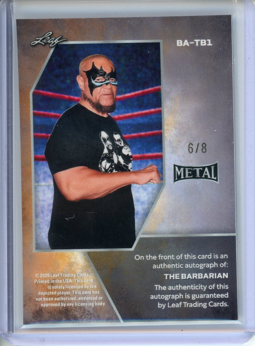2026 Leaf Ring Kings The Barbarian Blue Autograph 6/8 BA-TB1