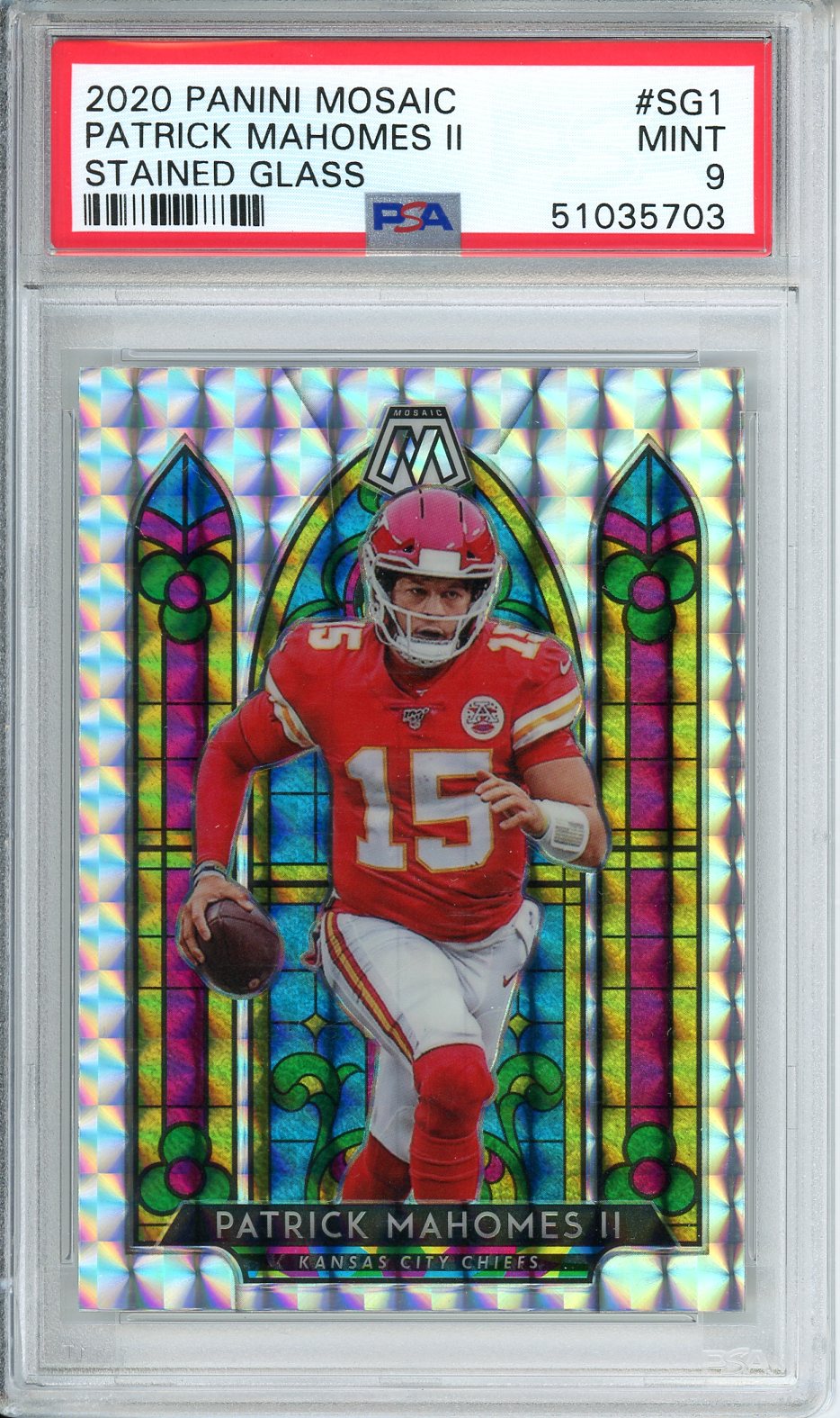 2020 Panini Mosaic Patrick Mahomes II #SG1 Stained Glass MINT PSA 9