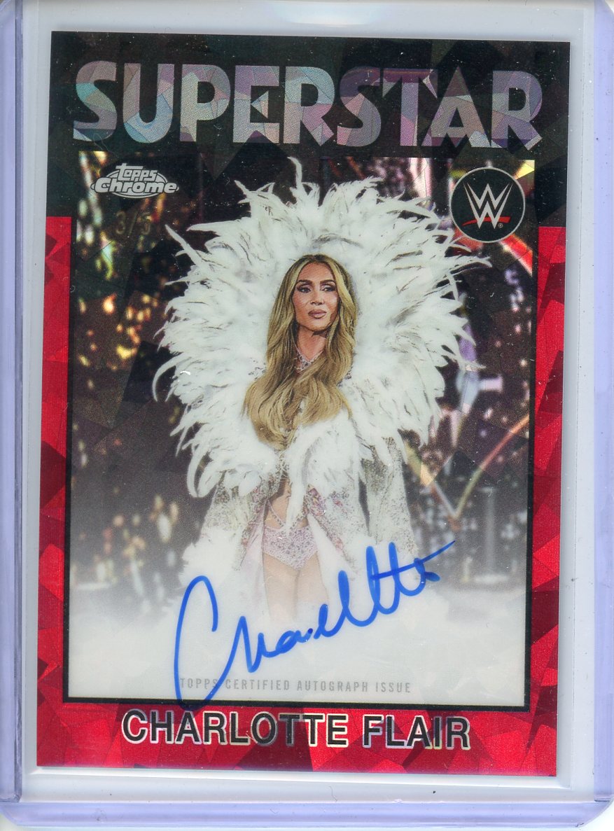 2026 Topps Chrome WWE Charlotte Flair Superstar 1986 Auto Red /5 86T-CF