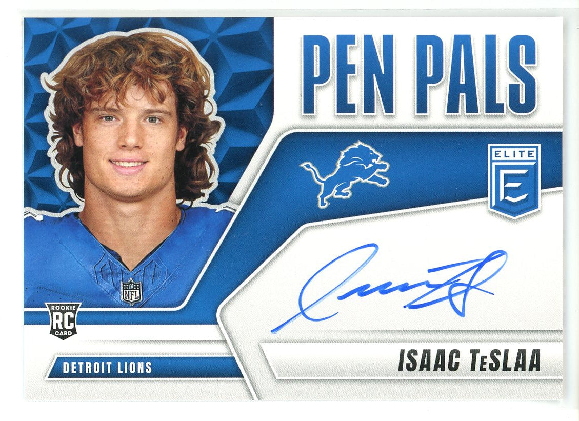 2025 Panini Donruss Elite Football Isaac TeSlaa Pen Pals RC Auto