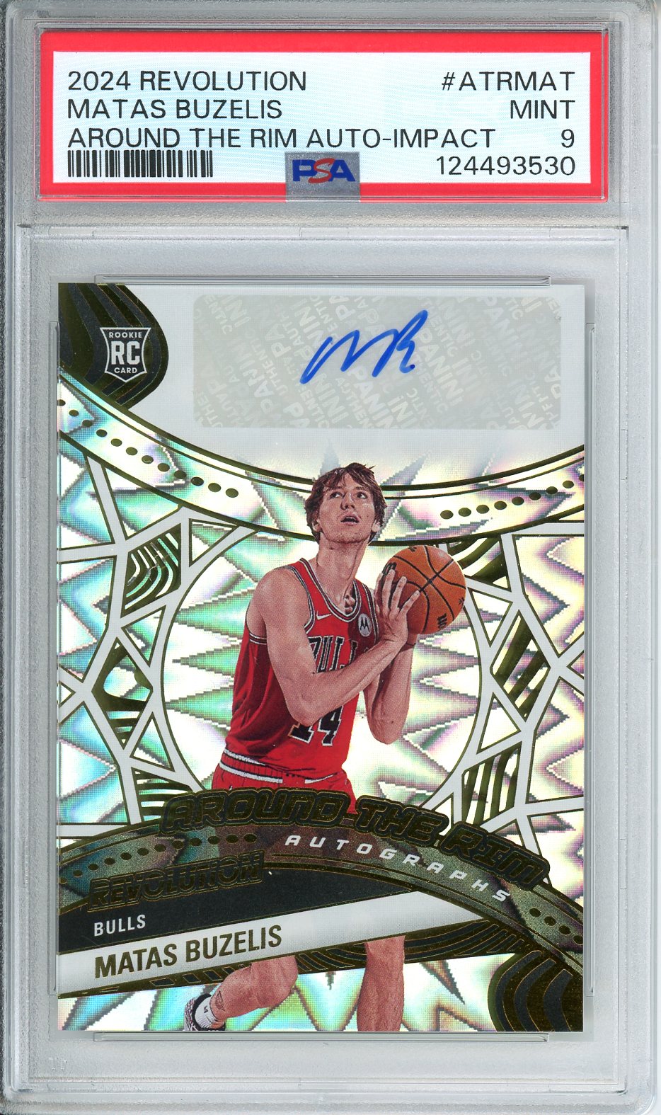 2024 Panini Revolution Matas Buzelis Around the Rim Impact Auto #71/100 PSA 9