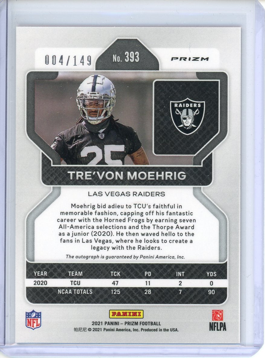 2021 Panini Prizm Football Tre&#39;Von Moehrig Red Wave Auto #004/149 RC