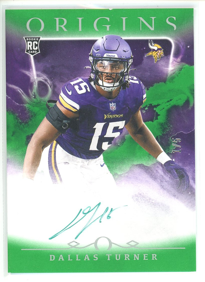 2024 Panini Origins Football Dallas Turner Green Auto #1/5 RC (Copy)