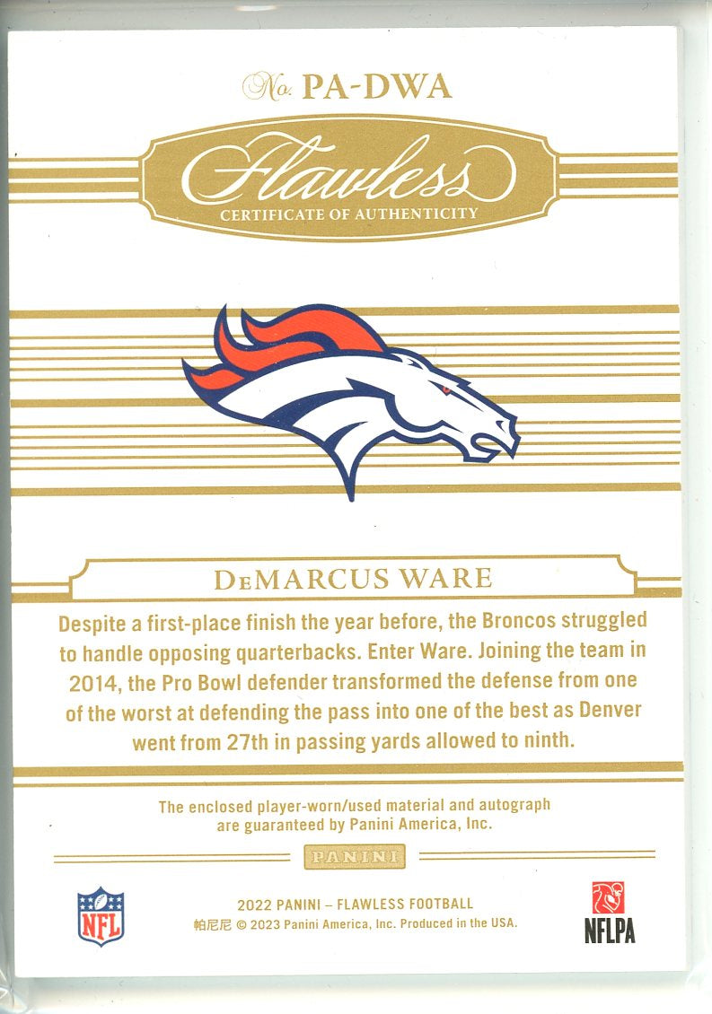 2022 Panini Flawless Football DeMarcus Ware Patch Auto #6/6