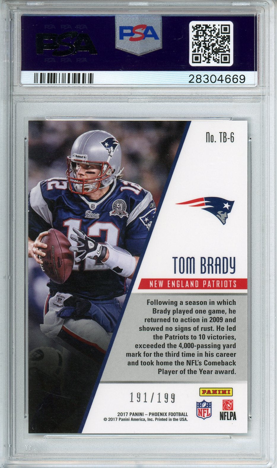 2017 Panini Phoenix Tom Brady Triumphant - Pink #TB-6 PSA 10