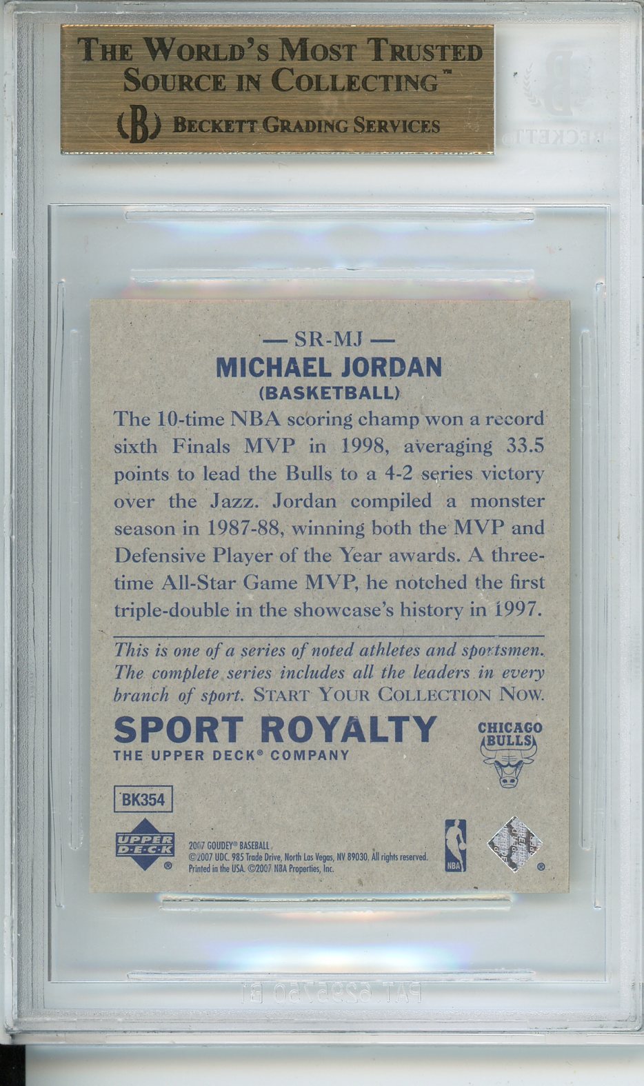 2007 Upper Deck Michael Jordan Goudey Sport Royalty BGS 9.5