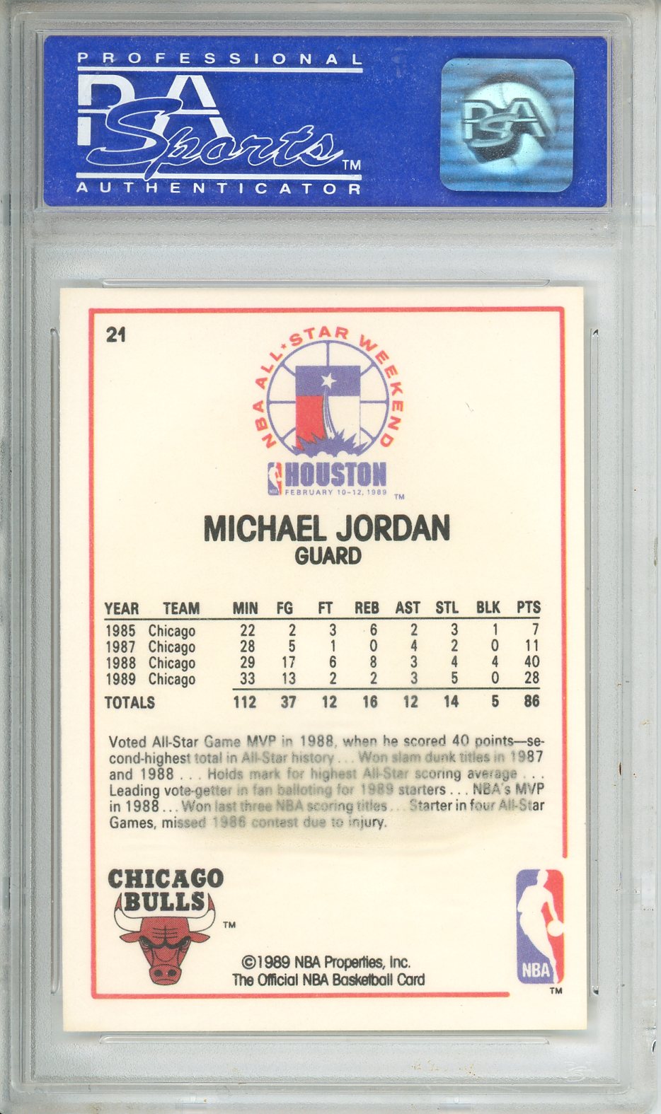 1989 Hoops Michael Jordan All-Star #21 PSA 10