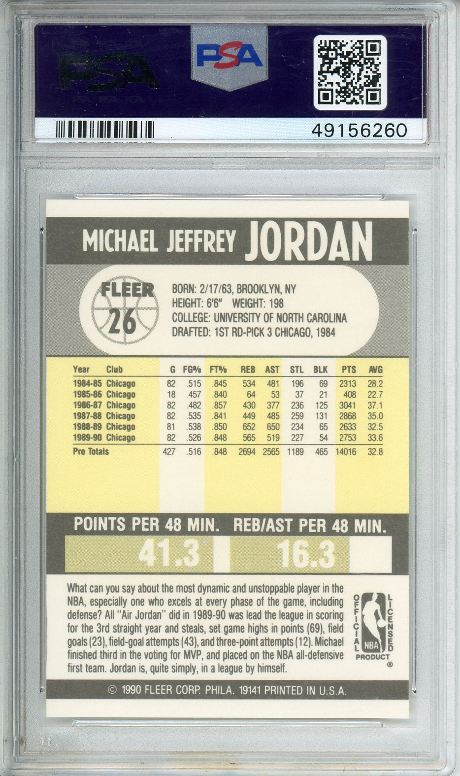 1990 Fleer Michael Jordan #26 PSA 10