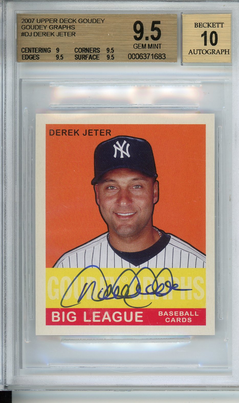 2007 Upper Deck Derek Jeter Goudey Autograph BGS 9.5 Auto 10