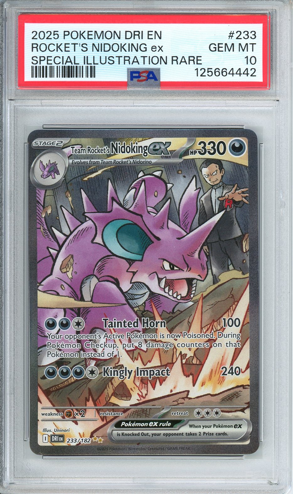 Team Rocket&#39;s Nidoking ex (Destined Rivals 233/182) SIR GEM MINT PSA 10