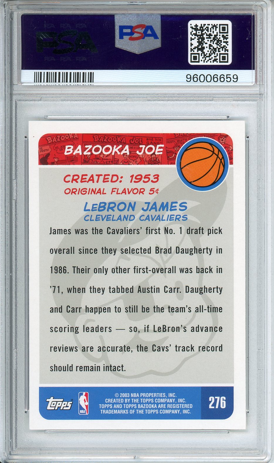 2003 BAZOOKA LeBron James #276 PSA 8