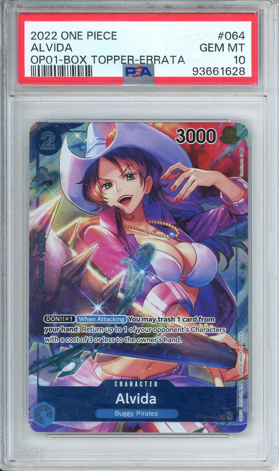 One Piece Alivida OP01-064 Box Topper-Errata PSA 10