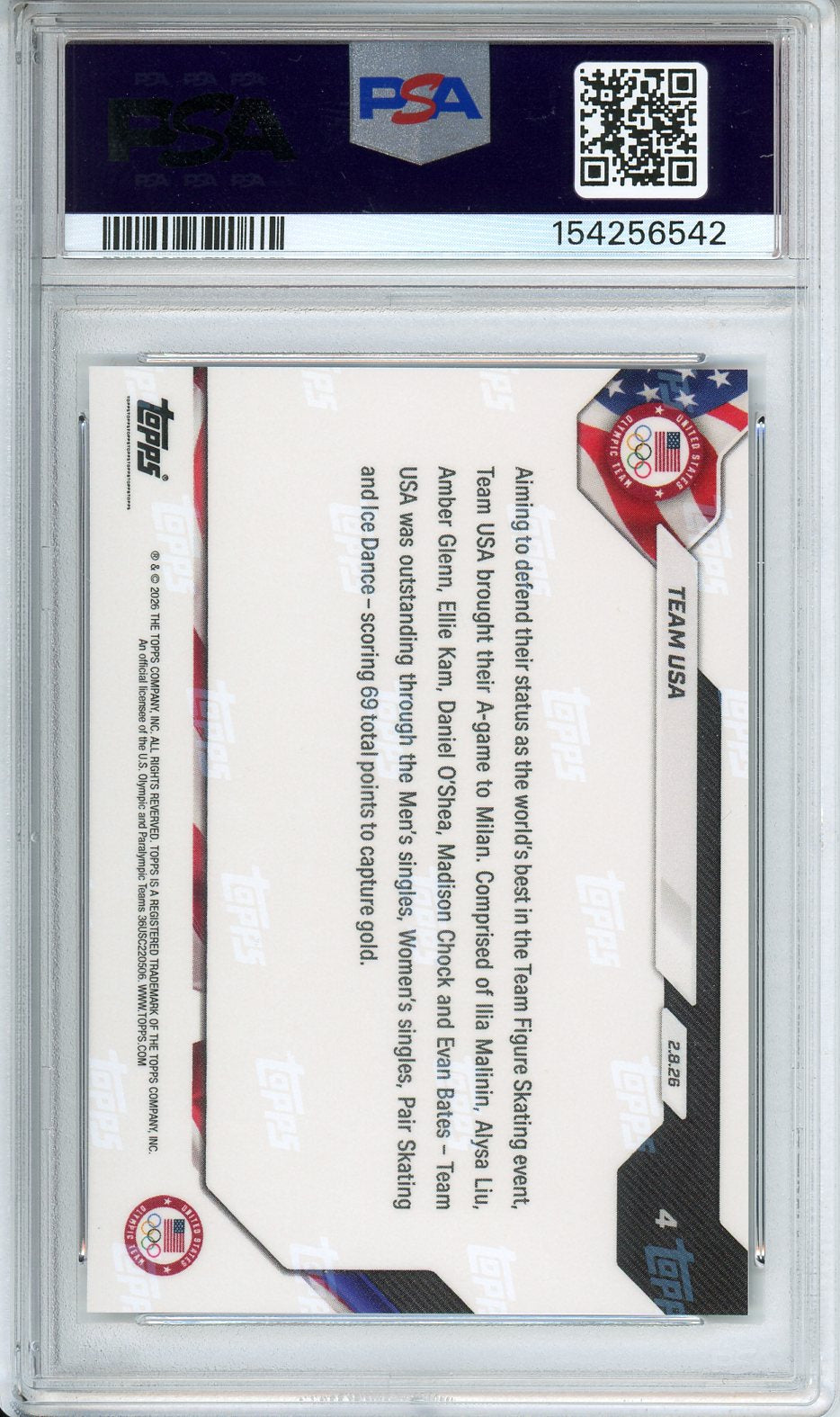 2026 Topps Now Olympics Team USA #4 PSA 10
