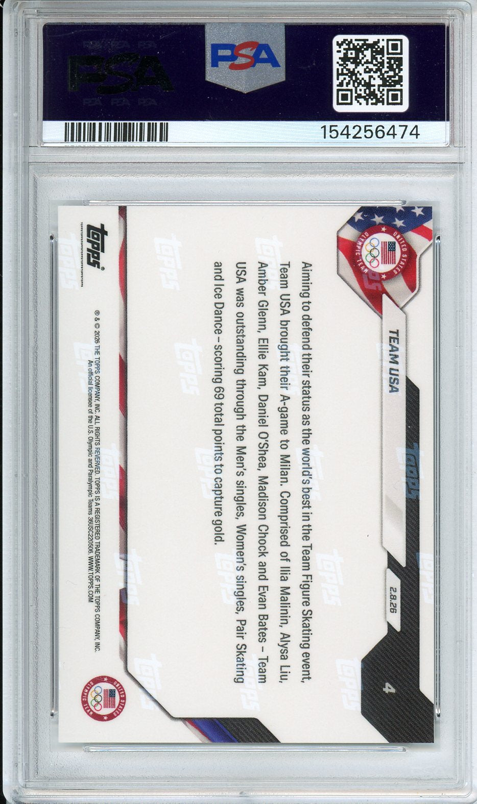 2026 Topps Now Olympics Team USA #4 PSA 10