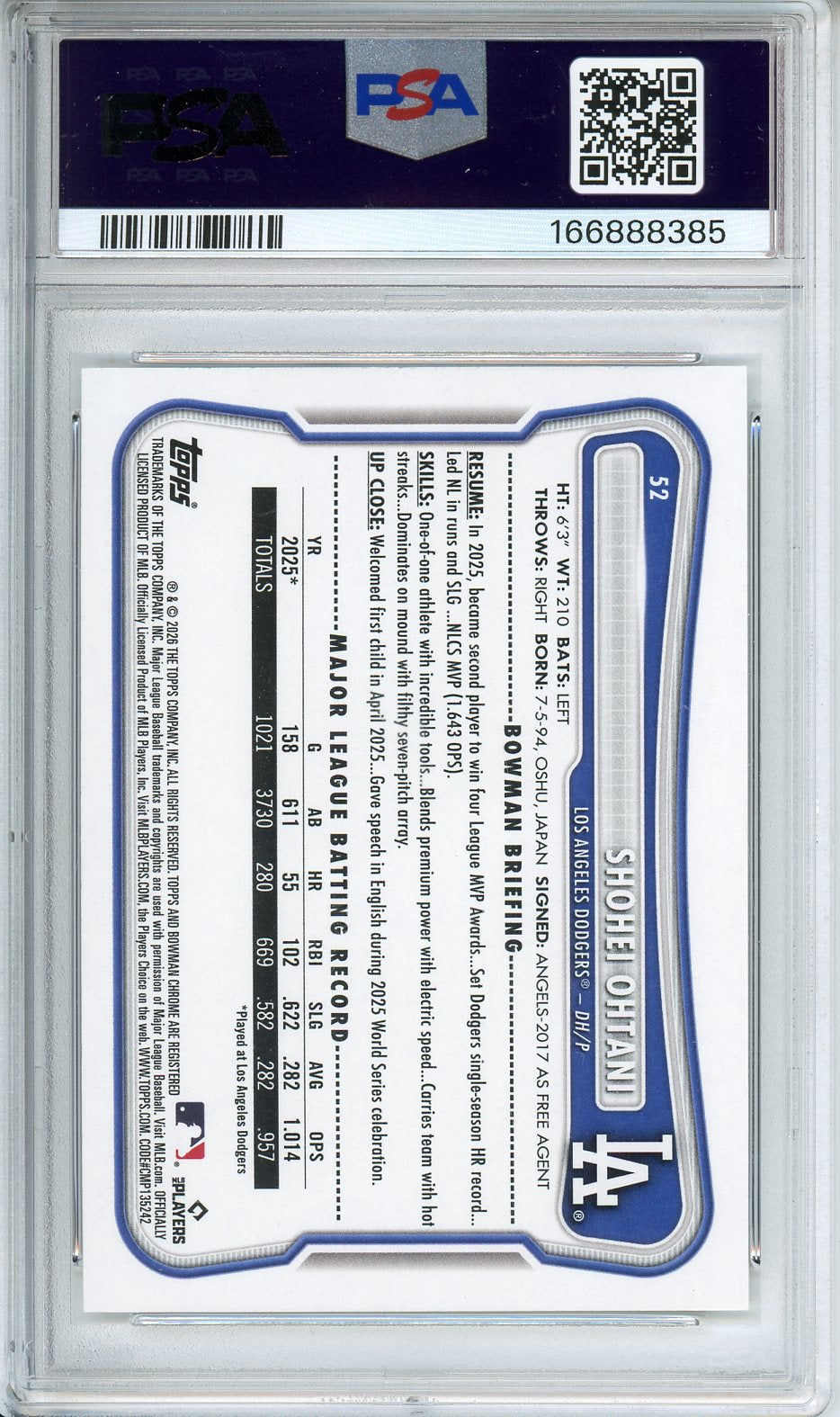 2026 Bowman Shohei Ohtani #52 PSA 10
