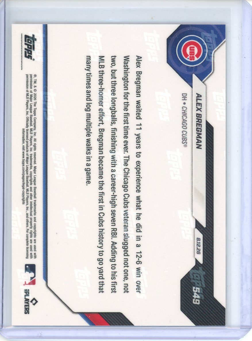 2026 Topps Now Alex Bregman No. 549 1st 3-HR 7-RBI Game Orange /25